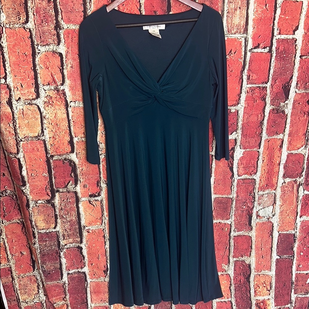 Evan Picone Dark Teal Twist Front women Dress Size 12